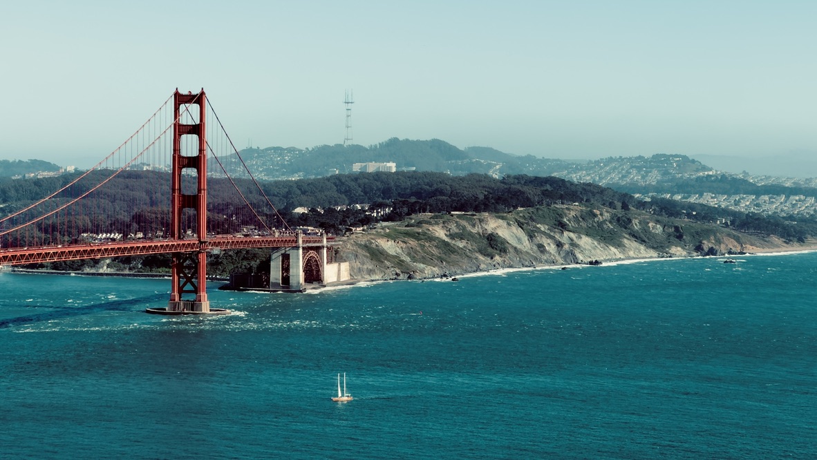 Golden Gate Bridge with sailboat